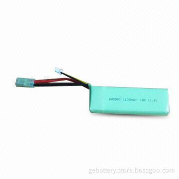 11.1V/1,100mAh 10C Li-Po High Rate Battery, CE-certified